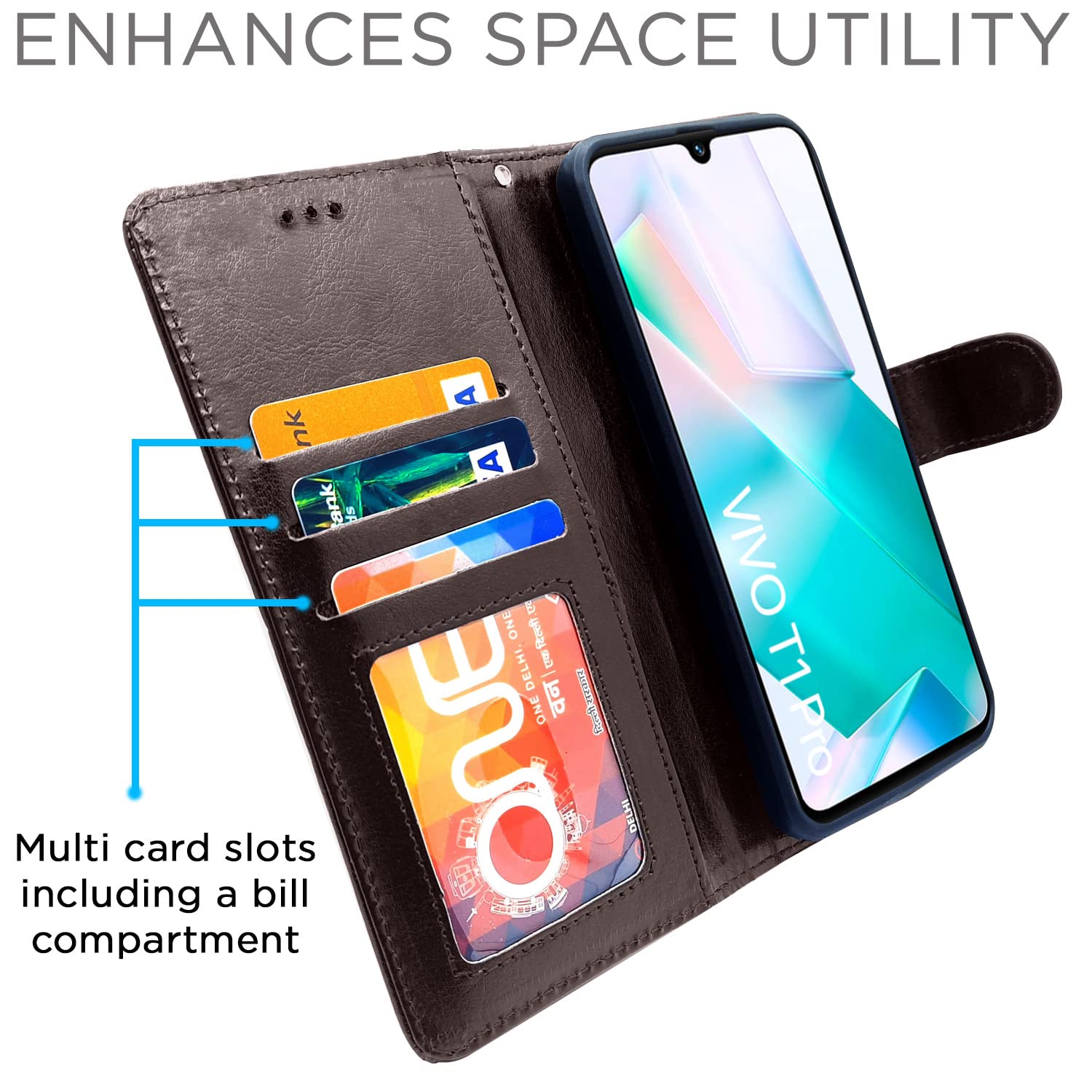 Pikkme Vivo T1 Pro 5G /iQOO Z6 Pro 5G Vintage Flip Cover | Coffee