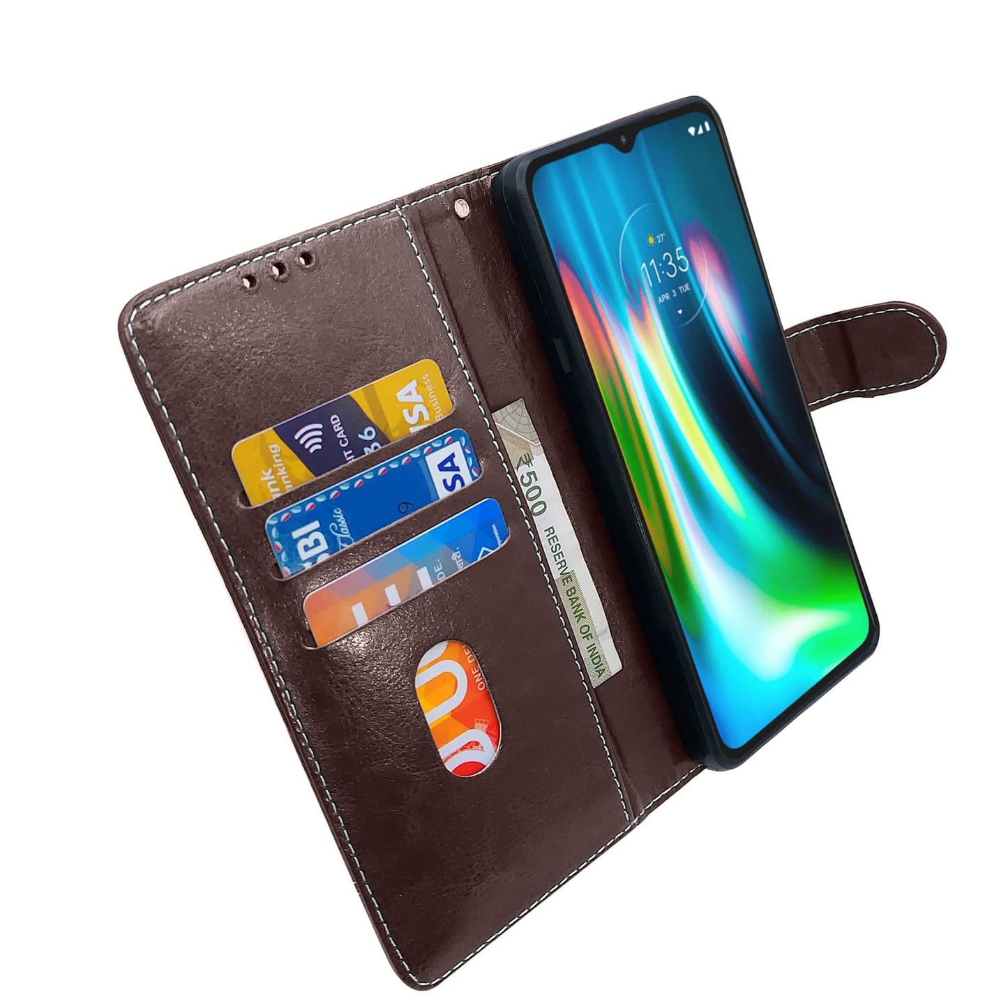 Pikkme Moto G9 Contrast Flip Cover (Coffee)