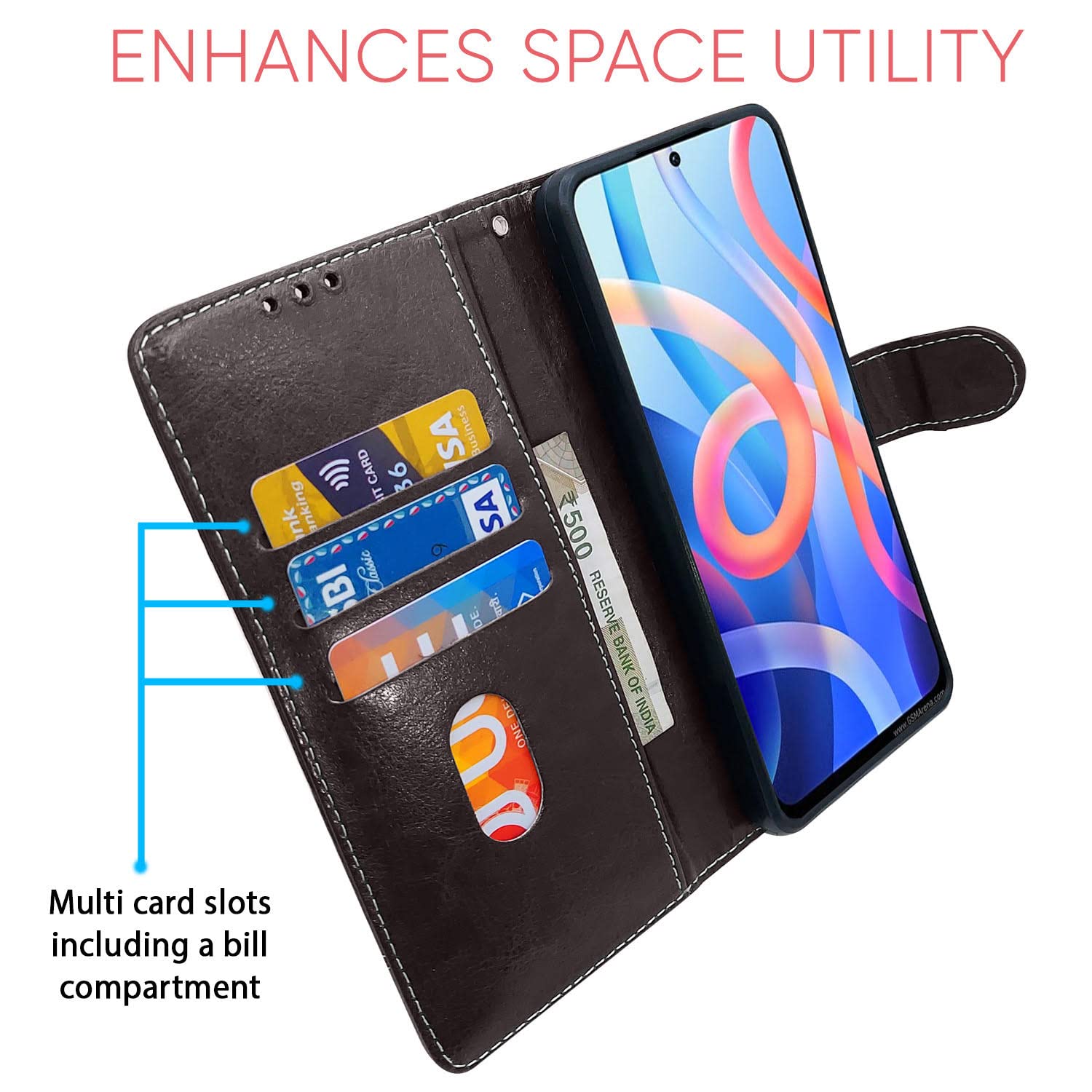 Pikkme Mi Redmi Note 11T 5G / Poco M4 Pro Constrast Flip Cover | Coffee & Brown