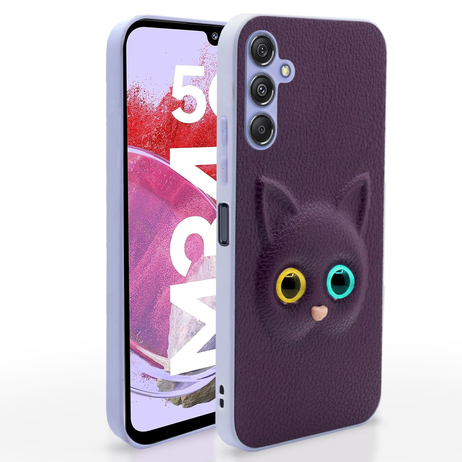 Pikkme Samsung Galaxy M34 5G Kitty Back Cover (Purple)