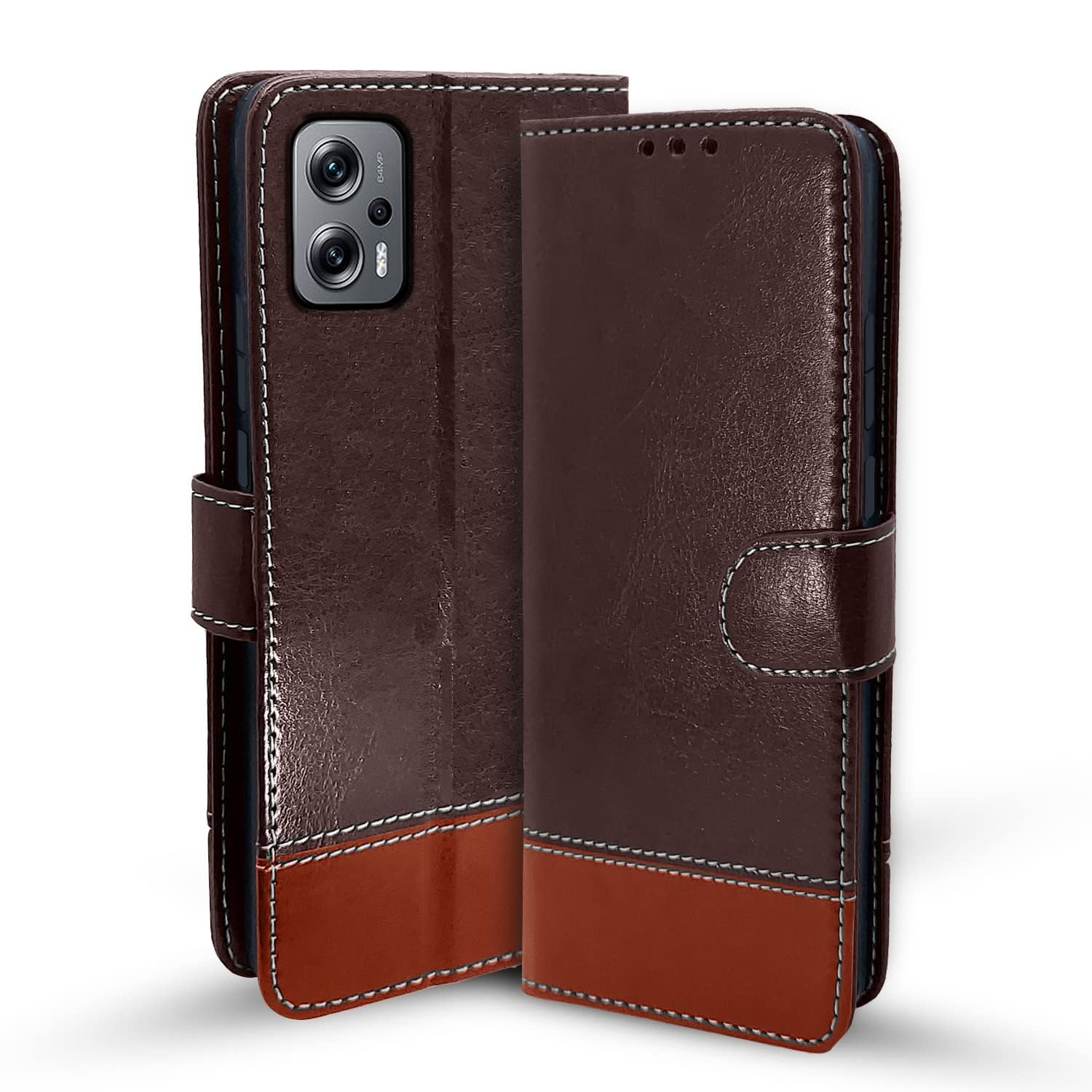 Pikkme Redmi K50i Constrast Flip Cover |  Coffee & Brown