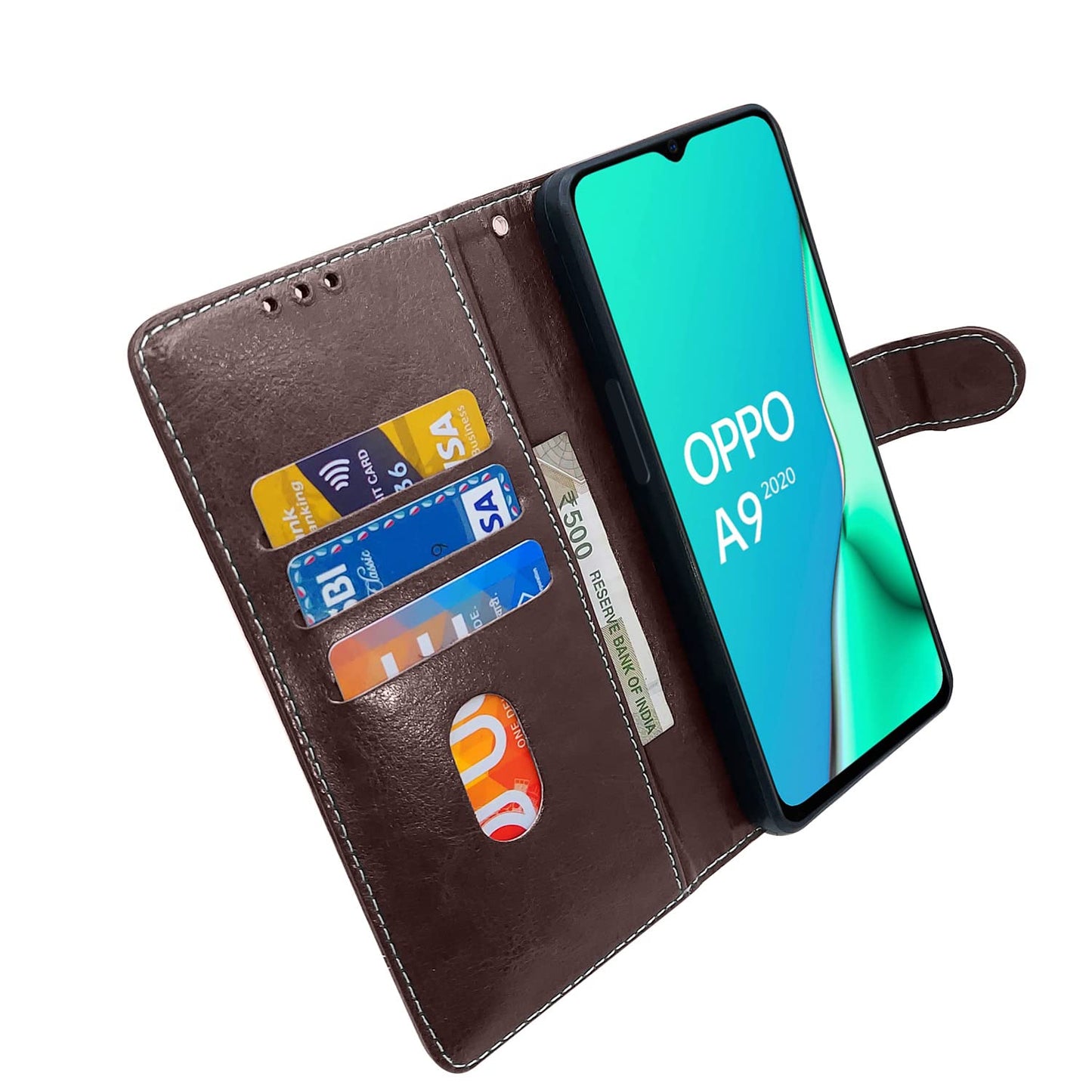 Pikkme Oppo A5 2020 / A9 2020 Constrast Flip Cover | Coffee & Brown