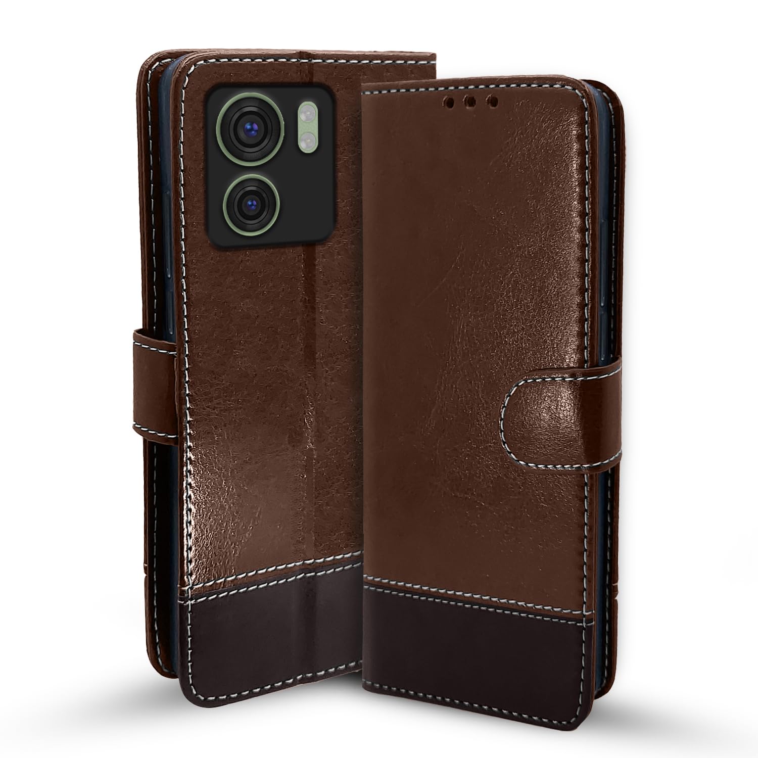 Pikkme Moto Edge 40 Contrast Flip Cover (Brown)