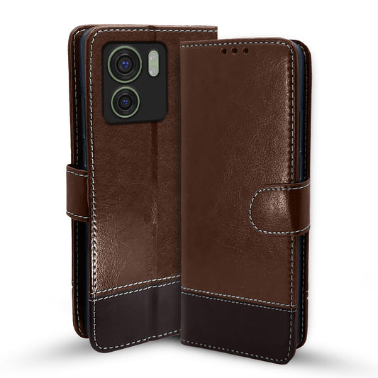 Pikkme Moto Edge 40 Contrast Flip Cover (Brown)