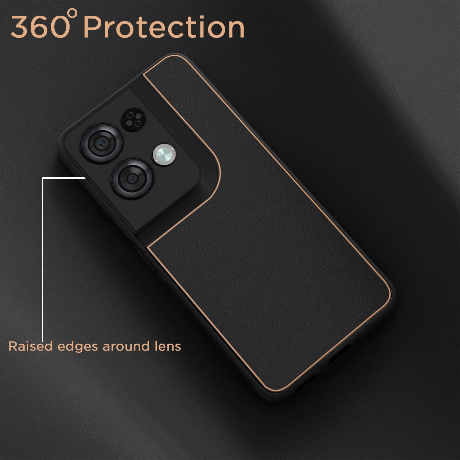 Pikkme Oppo Reno 8 Pro 5G Leather Chrome Case | Black