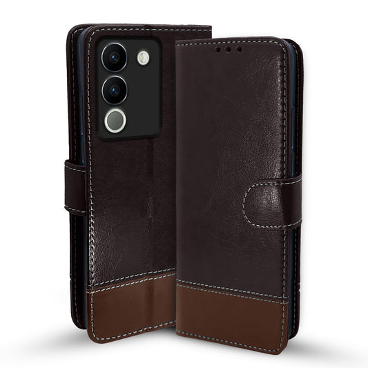 Pikkme Vivo Y200 5G Contrast Flip Cover (Coffee)