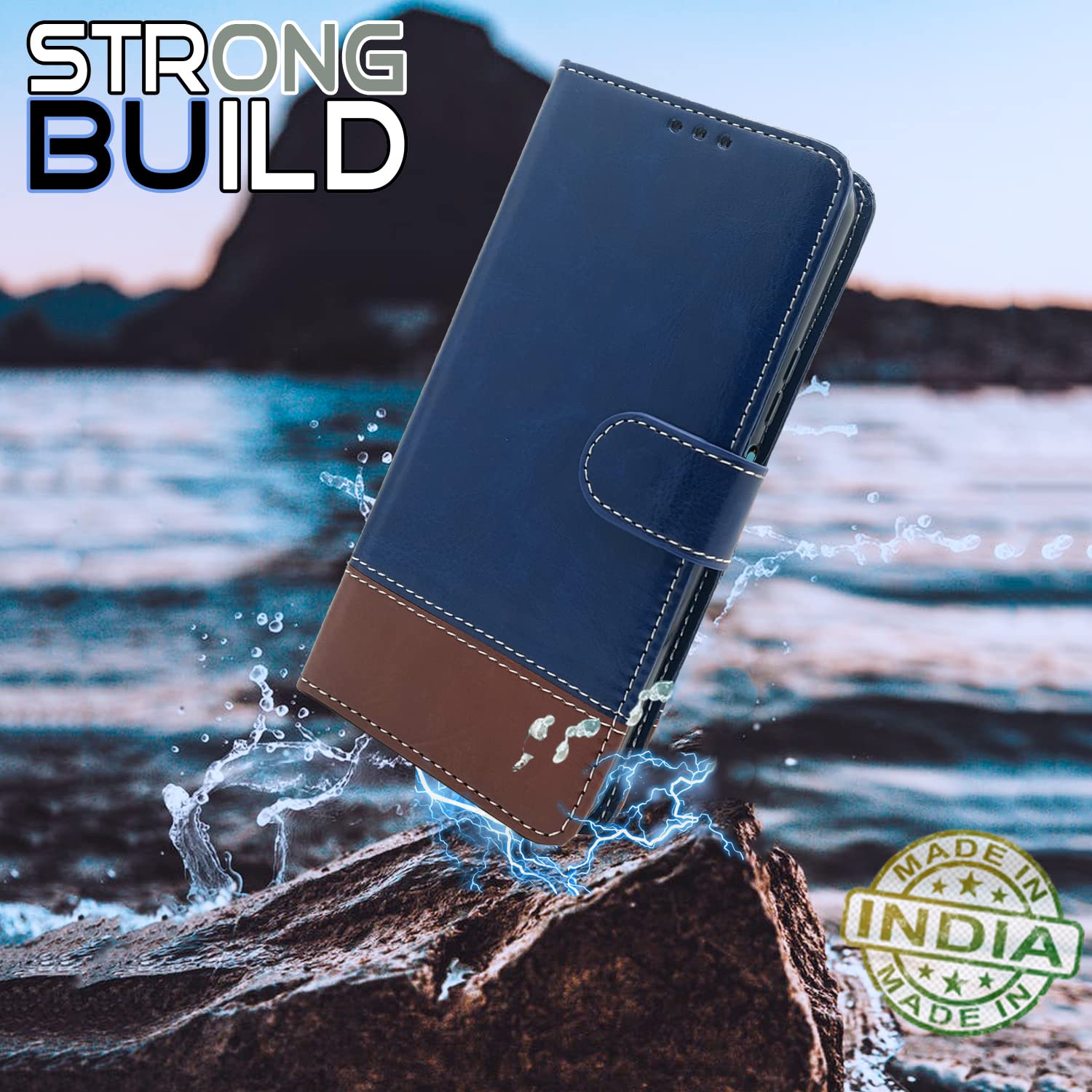 Pikkme Samsung Galaxy A13 4G Constrast Flip Cover | Blue & Brown