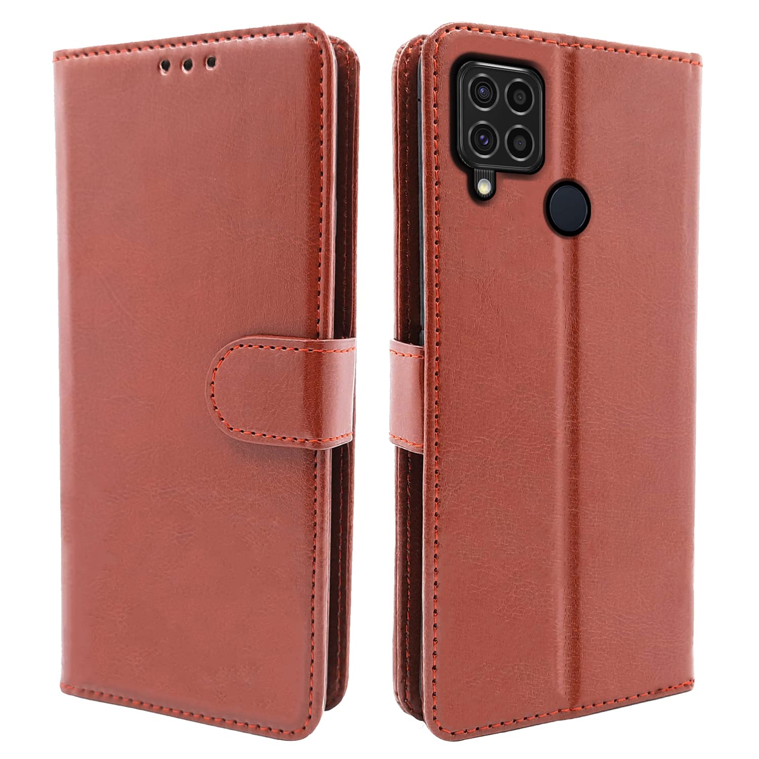 Pikkme Realme C15 Vintage Flip Cover | Brown