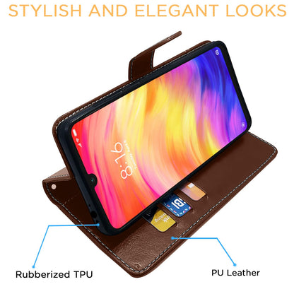 Pikkme Mi Redmi Note 7 / Note 7 Pro / Note 7s Constrast Flip Cover | Brown & Coffee