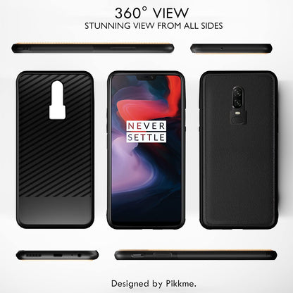 Pikkme OnePlus 6 Leather Back Cover | Black