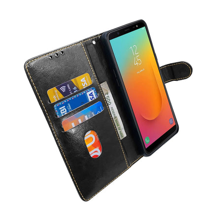 Pikkme Samsung Galaxy J8  Constrast Flip Cover | Black & Brown