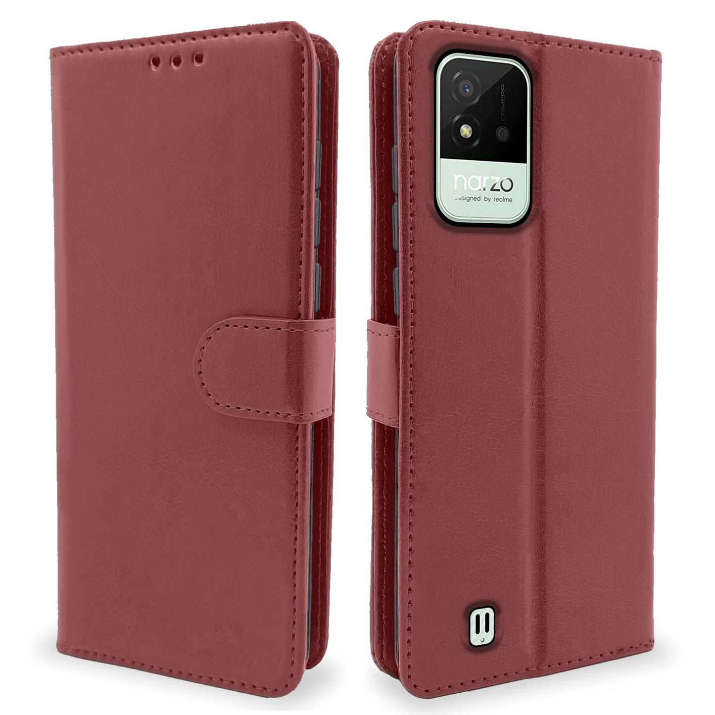 Pikkme Realme Narzo 50i Vintage Flip Cover | Brown