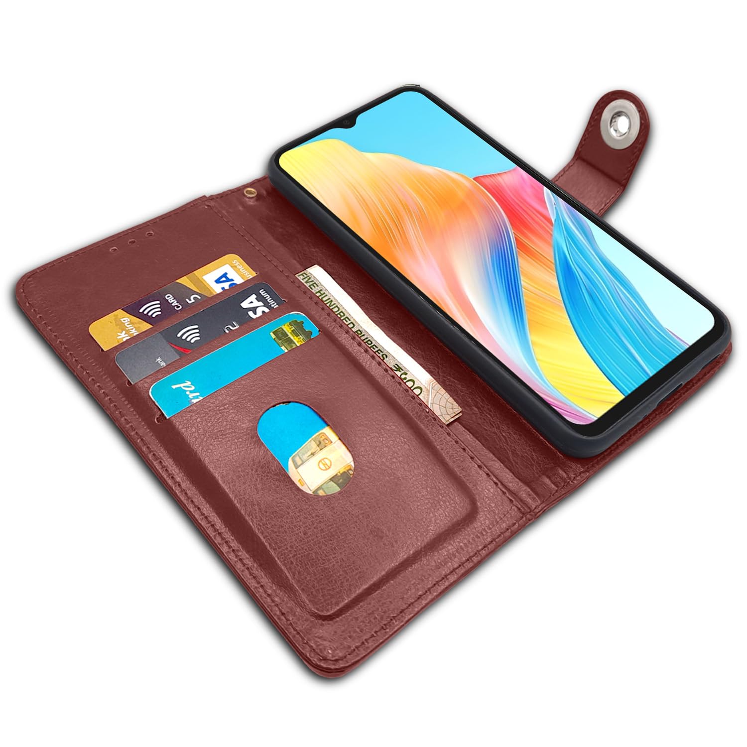 Pikkme Oppo A38 4G Button Flip Cover (Brown)