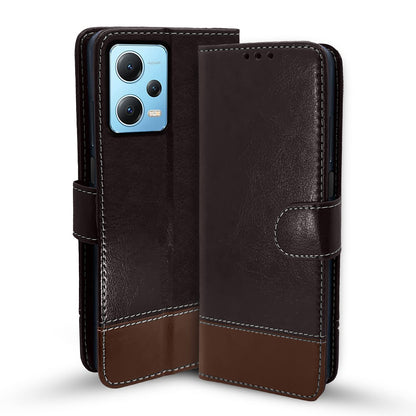 Pikkme Poco X5 5G / Redmi Note 12 5G Constrast Flip Cover | Coffee & Brown