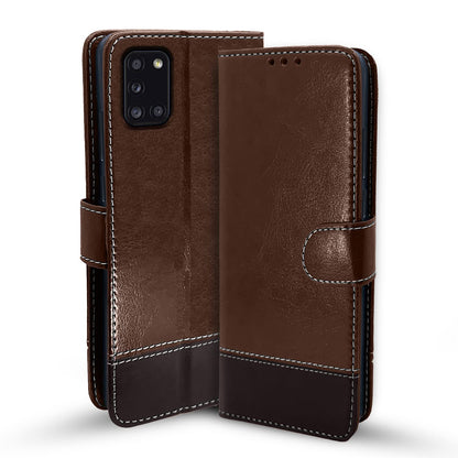 Pikkme Samsung Galaxy A31 Constrast Flip Cover | Brown & Coffee