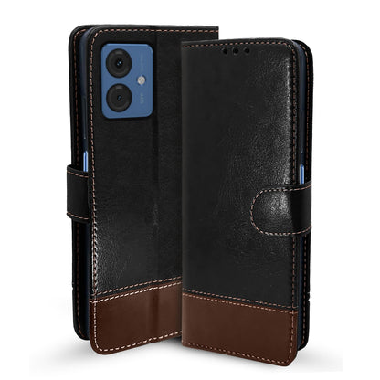 Pikkme Moto G54 5G Contrast Flip Cover (Black)