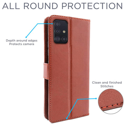 Pikkme Samsung Galaxy A51 Vintage Flip Cover | Brown