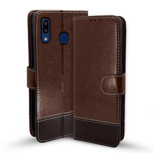 Pikkme Samsung Galaxy A20 / A30 Constrast Flip Cover | Brown & Coffee