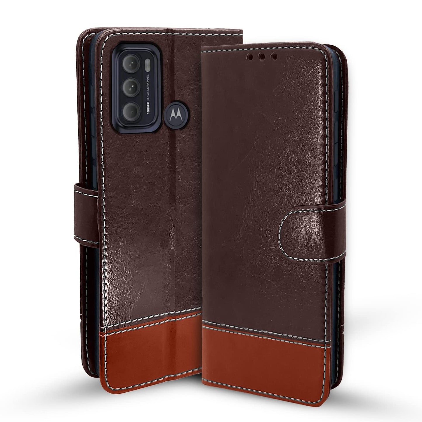 Pikkme Moto G60 Contrast Flip Cover (Coffee)