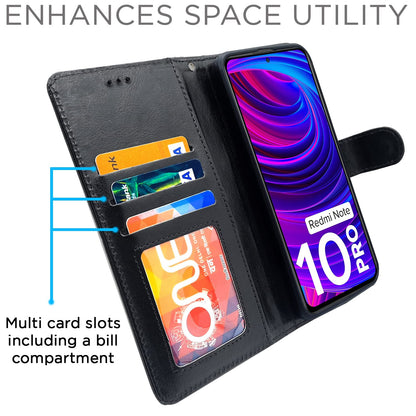 Pikkme Mi Redmi Note 10 Pro/Note 10 Pro Max  Vintage Flip Cover | Black