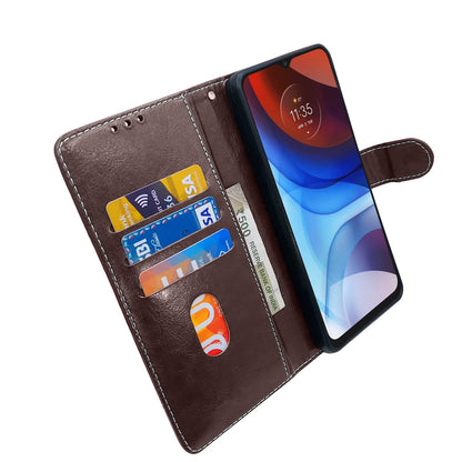 Pikkme Moto E7 Power Contrast Flip Cover (Coffee)