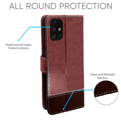 Pikkme Samsung Galaxy M51 Constrast Flip Cover | Brown & Coffee