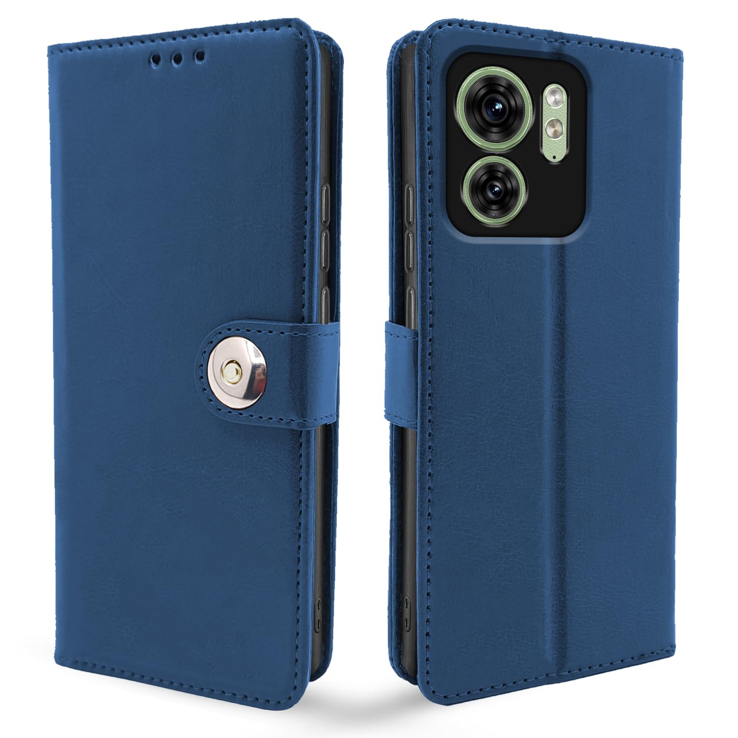 Pikkme Moto Edge 40 Button Flip Cover (Blue)