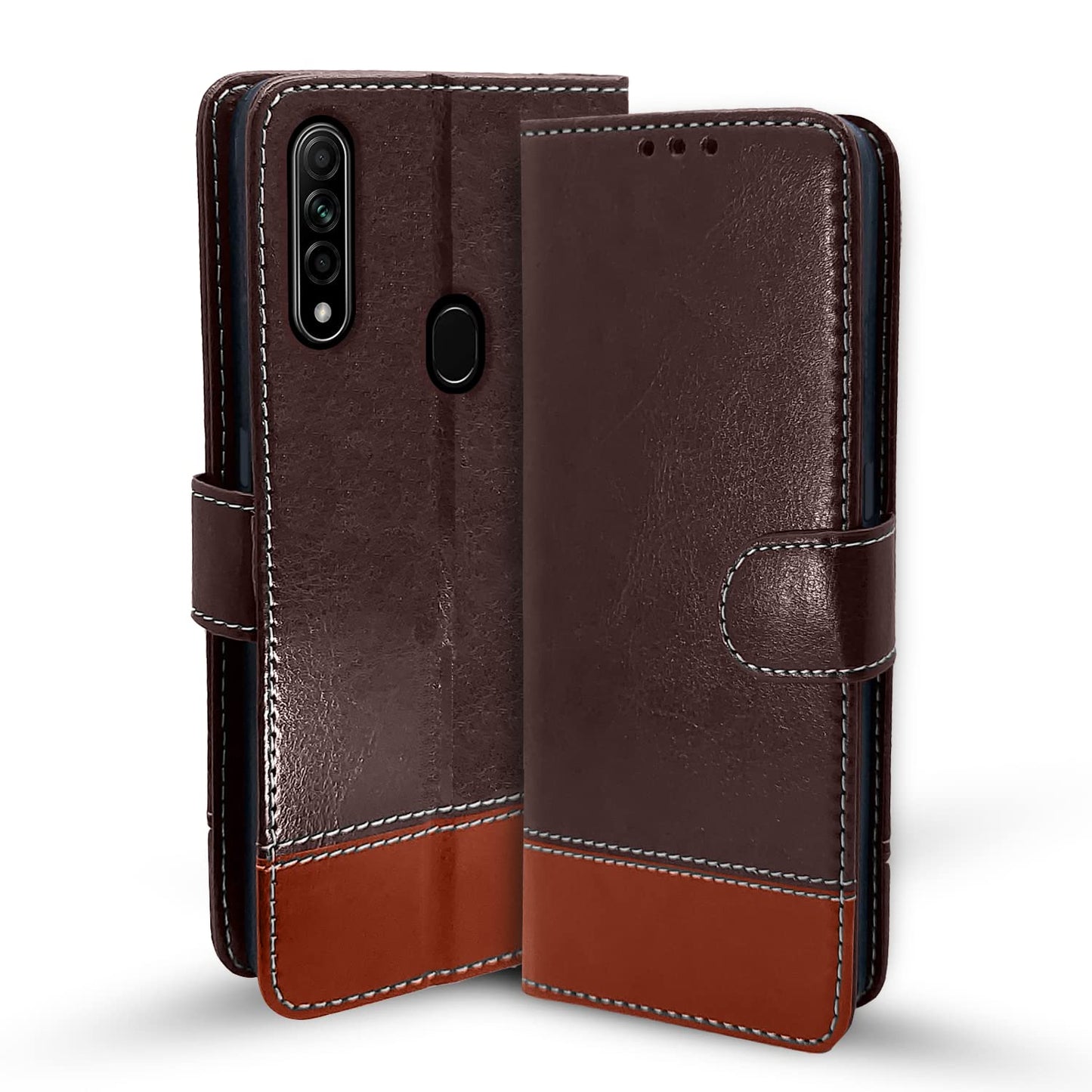 Pikkme Oppo A31 Constrast Flip Cover | Coffee & Brown