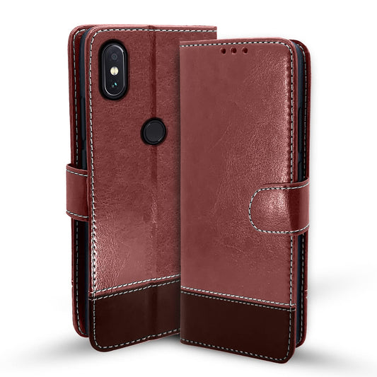 Pikkme Mi Redmi Note 5 Pro Constrast Flip Cover | Brown & Coffee