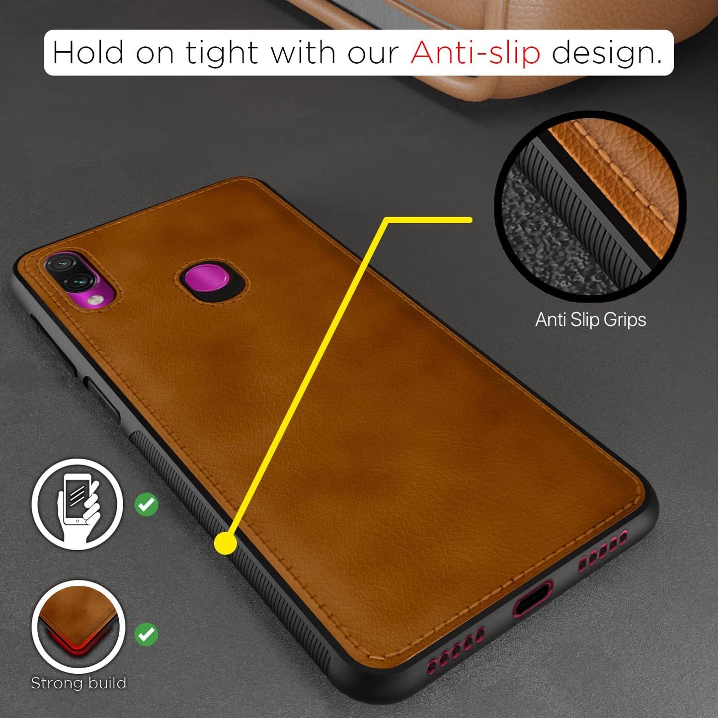 Pikkme Redmi Note 7 Pro/Note 7 /Note 7S Leather Back Cover | Brown