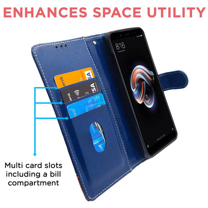 Pikkme Redmi Note 6 Pro Constrast Flip Cover | Blue & Brown