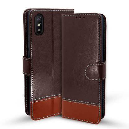 Pikkme Mi Redmi 9A / 9i / 9A Sport Constrast Flip Cover | Coffee & Brown