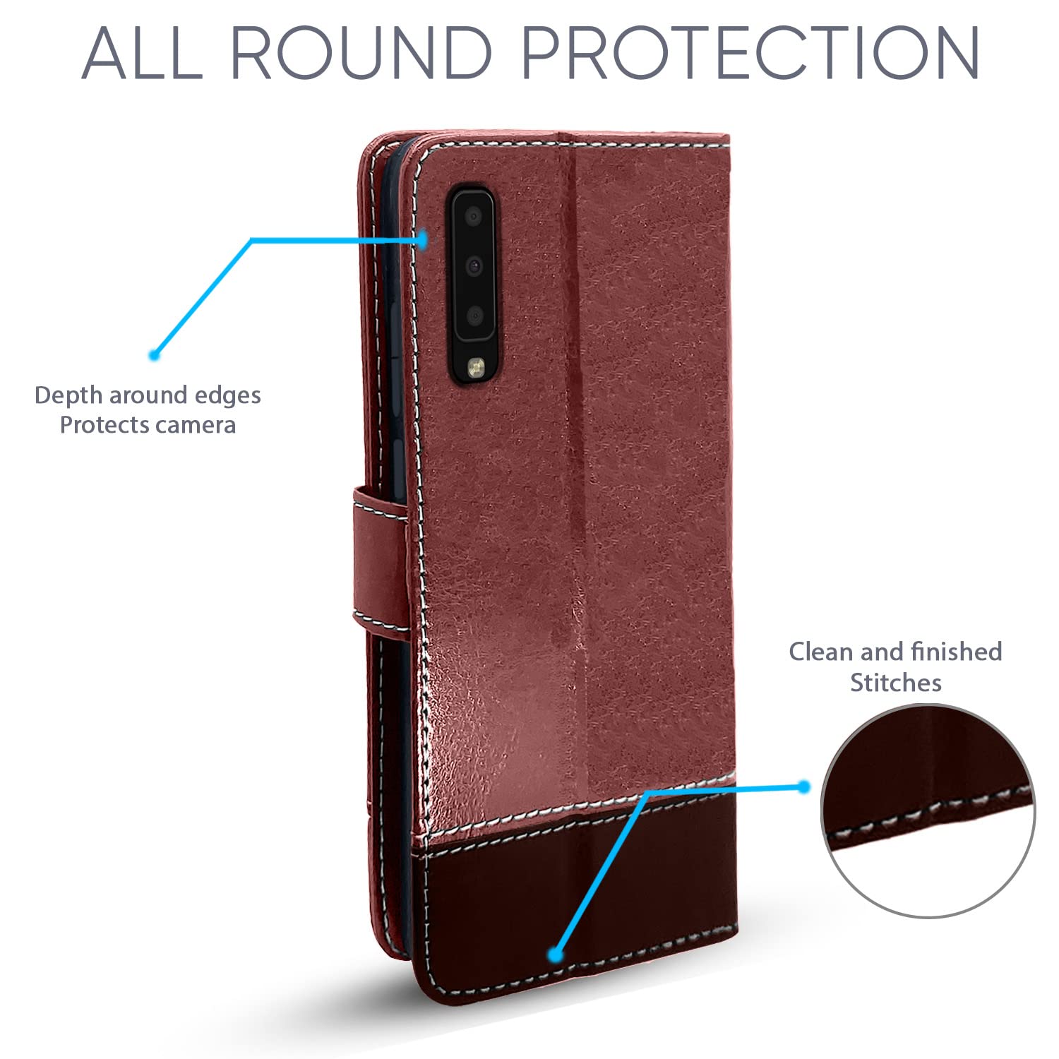 Pikkme Samsung Galaxy A7 2018 5G Constrast Flip Cover | Brown & Coffee