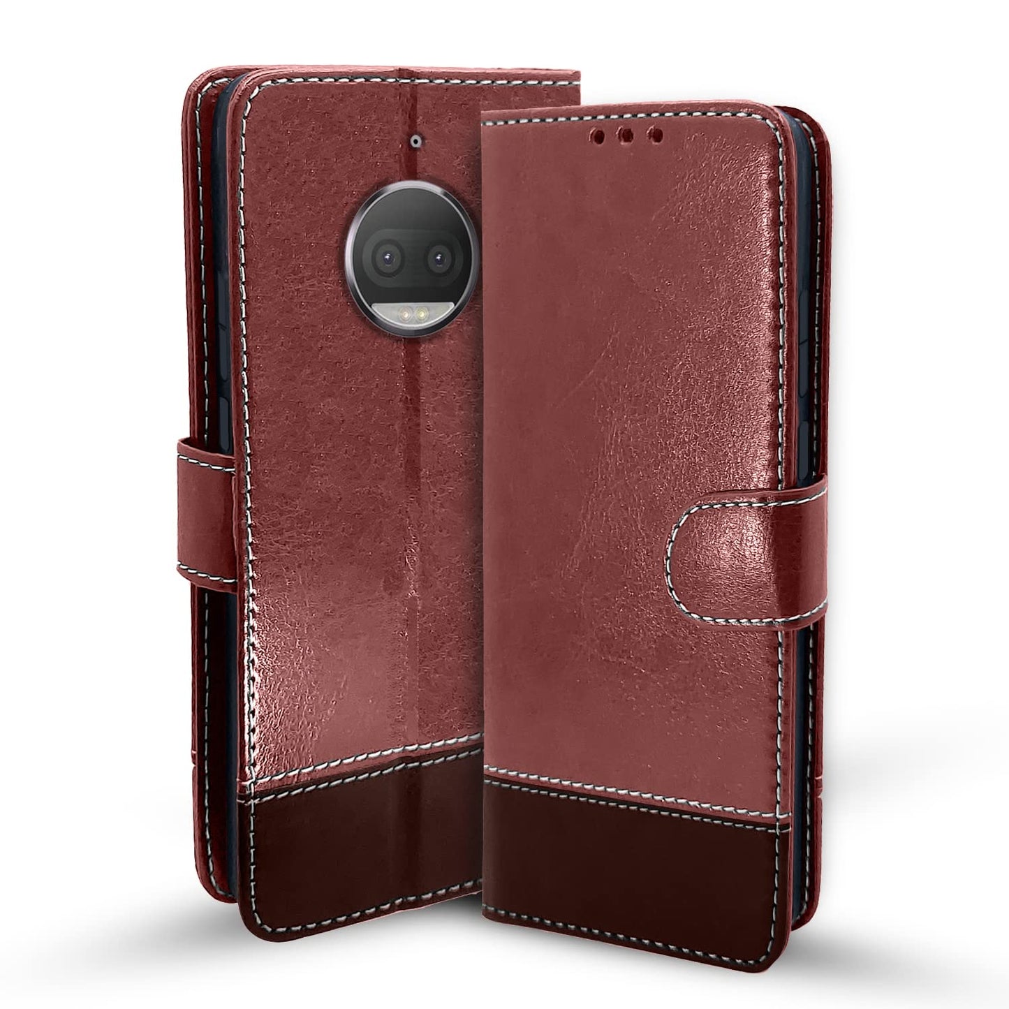 Pikkme Moto G5s Plus Constrast Flip Cover | Brown & Coffee