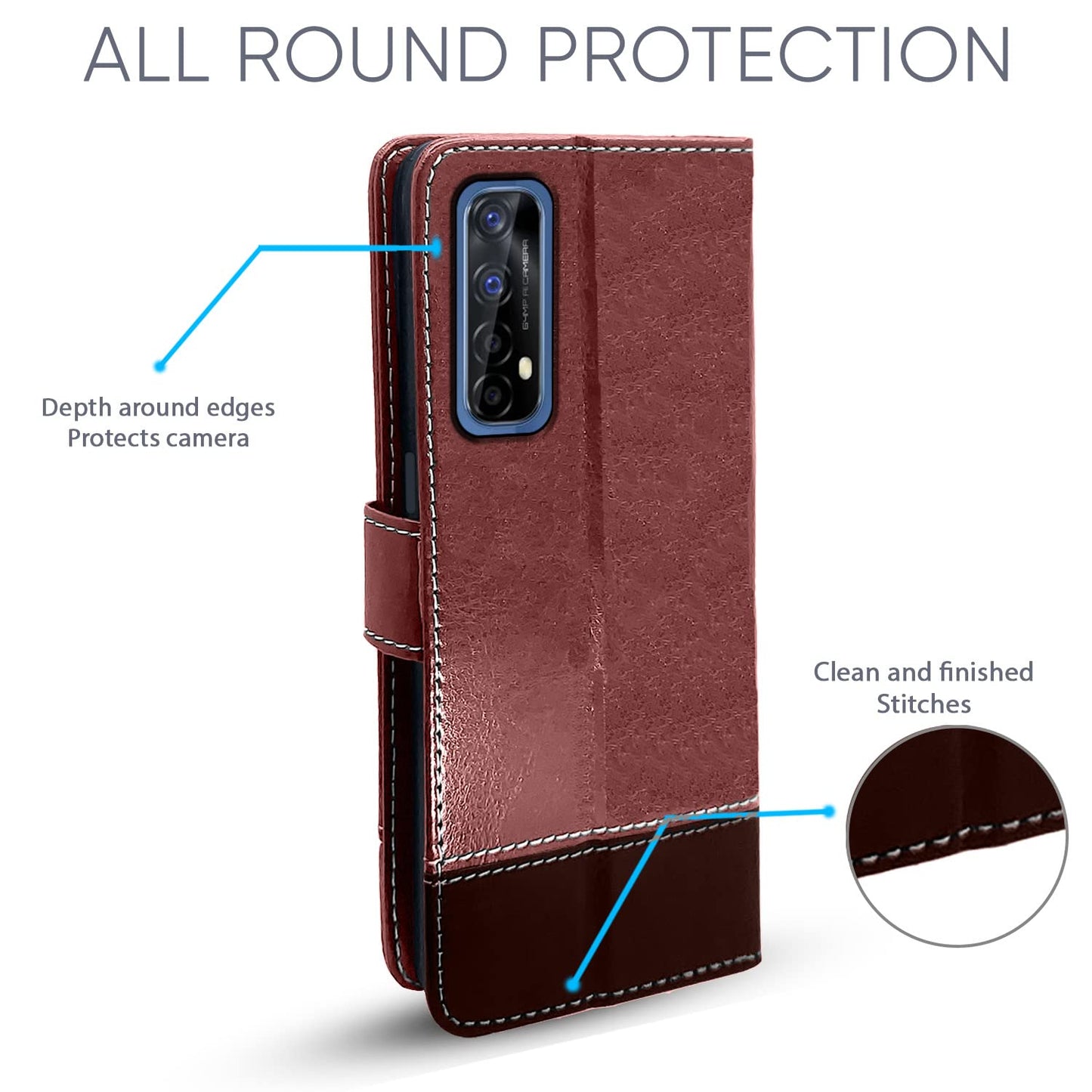 Pikkme Realme 7 / Narzo 30 4G / Narzo 20 Pro Constrast Flip Cover | Brown & Coffee