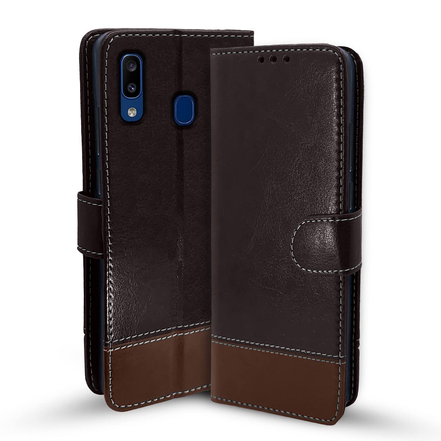 Pikkme Samsung Galaxy A20 / A30 Constrast Flip Cover | Coffee & Brown