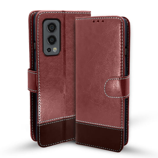 Pikkme OnePlus Nord 2 5G Constrast Flip Cover | Brown & Coffee