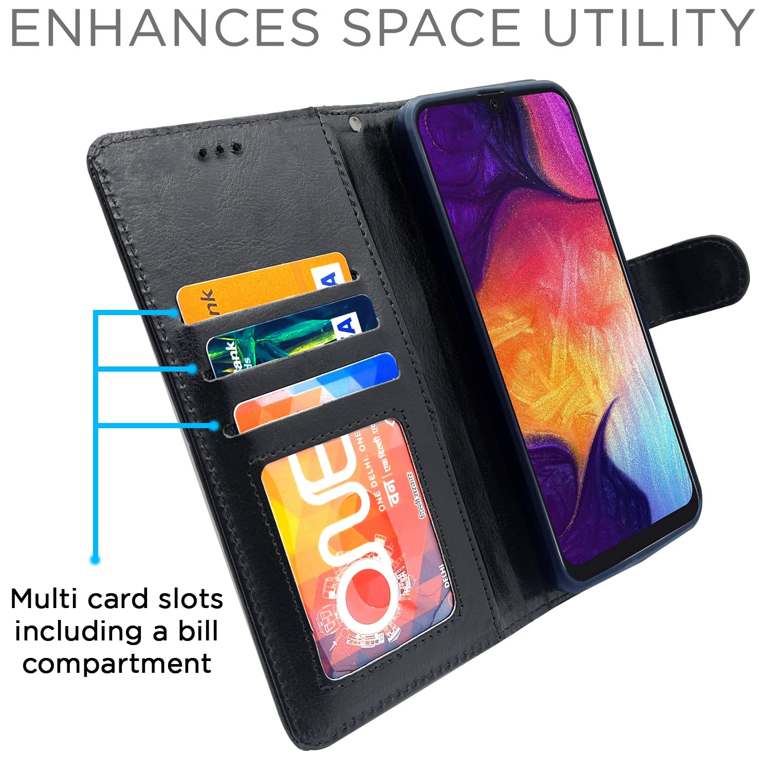 Pikkme Samsung Galaxy A50 / A50s / A30s Vintage Flip Cover | Black