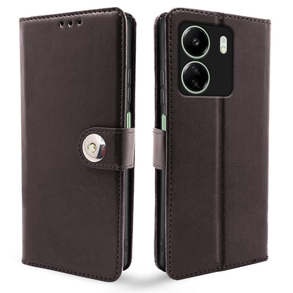 Pikkme Redmi 13C 4G Button Flip Cover (Coffee)