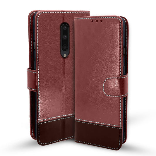 Pikkme OnePlus 7 Pro Constrast Flip Cover | Brown & Coffee