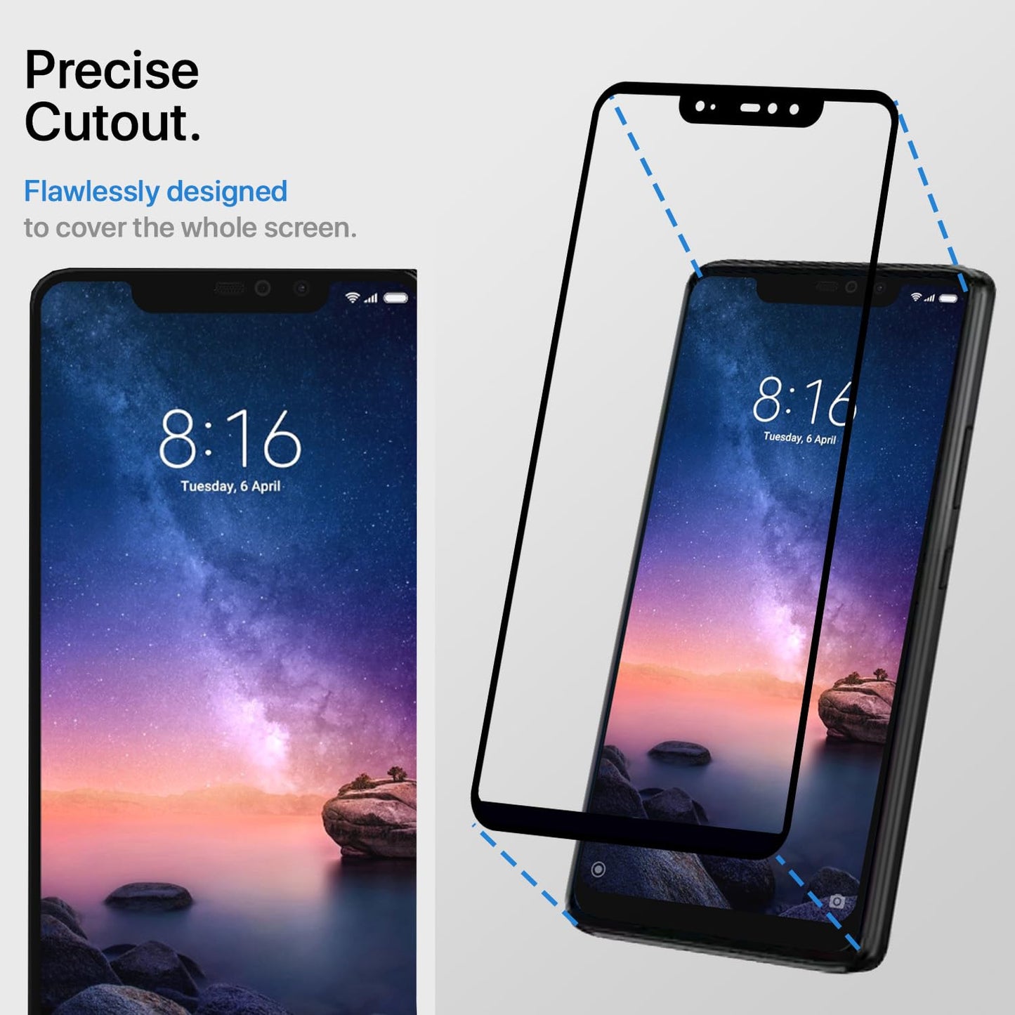 Pikkme Redmi Note 6 Pro Tempered Glass Screen Protector Edge To Edge Coverage With Easy Installation Kit