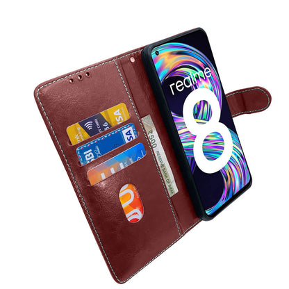 Pikkme Realme 8 4G / Realme 8 Pro Constrast Flip Cover | Brown & Coffee