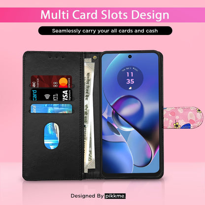 Pikkme Moto G54 5G Flower Flip Cover (Pink)