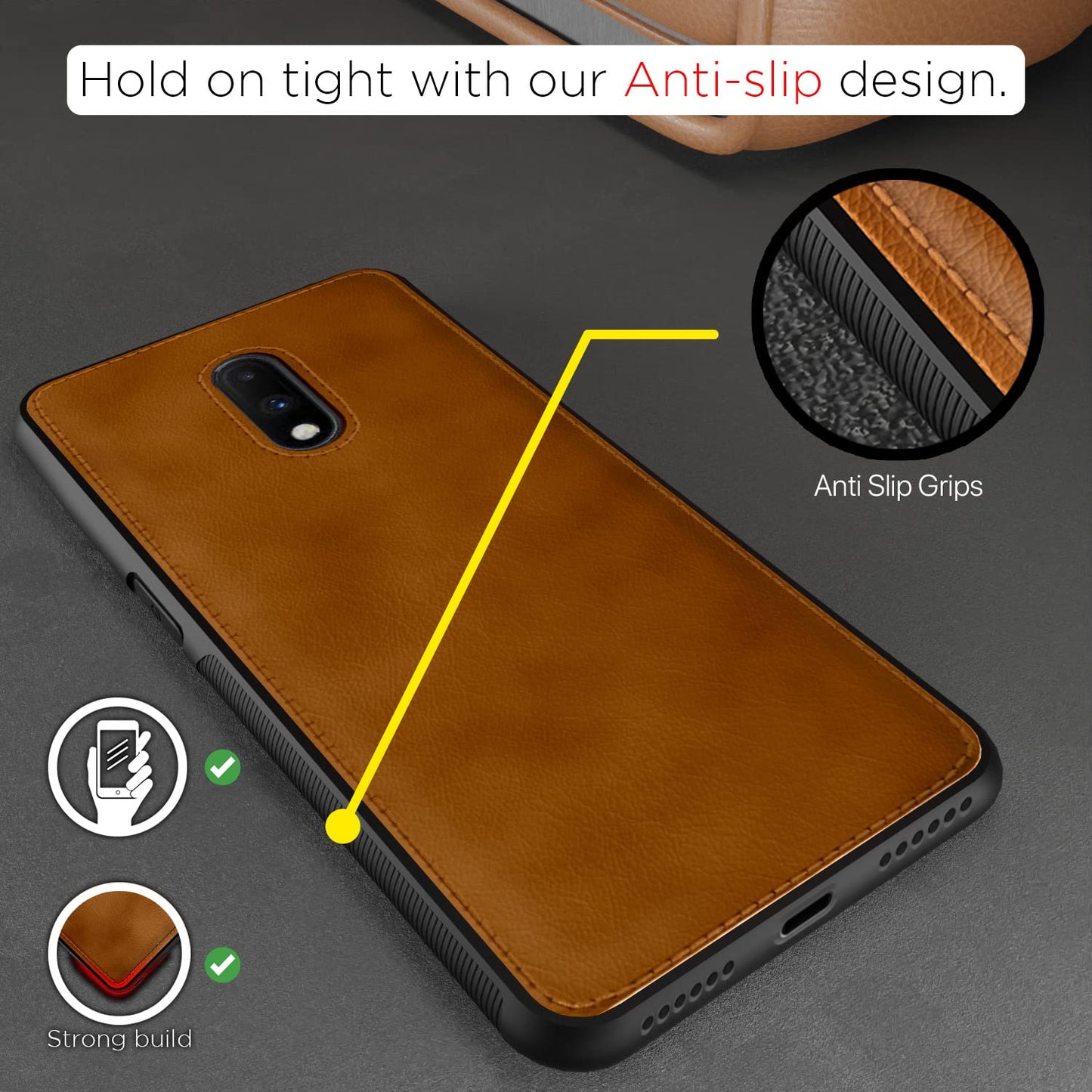 Pikkme OnePlus 7  Leather Back Cover  | Brown