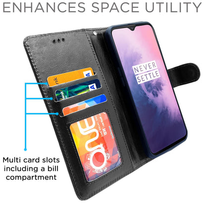 Pikkme OnePlus 7 Vintage Flip Cover | Black