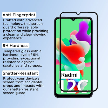 Pikkme Redmi 12C Tempered Glass Screen Protector Edge To Edge Coverage With Easy Installation Kit