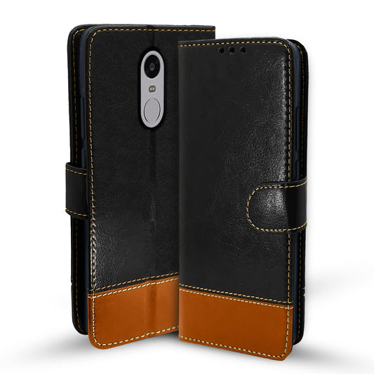 Pikkme Mi Redmi Note 4 Constrast Flip Cover | Black & Brown