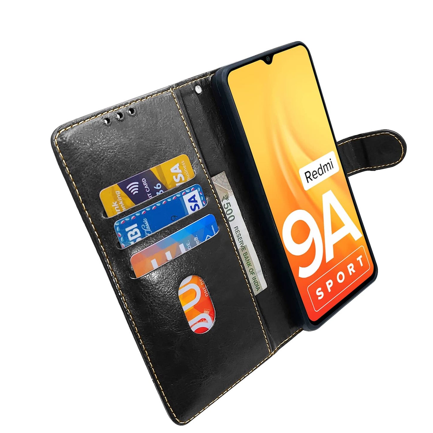 Pikkme Mi Redmi 9A / 9i / 9A Sport Constrast Flip Cover | Black & Brown