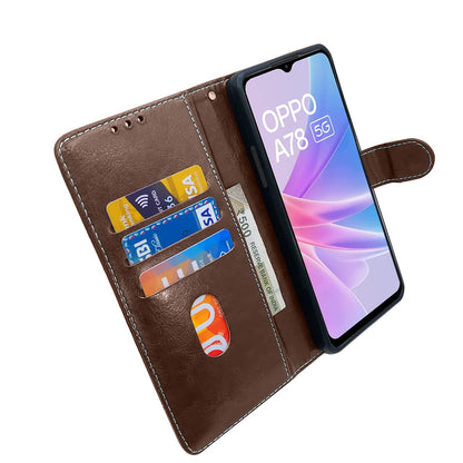 Pikkme Oppo A78 5G Constrast Flip Cover | Brown & Coffee