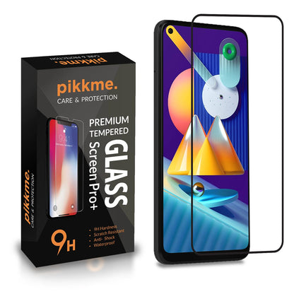 Pikkme Samsung Galaxy M11 Tempered Glass Screen Protector Edge To Edge Coverage With Easy Installation Kit